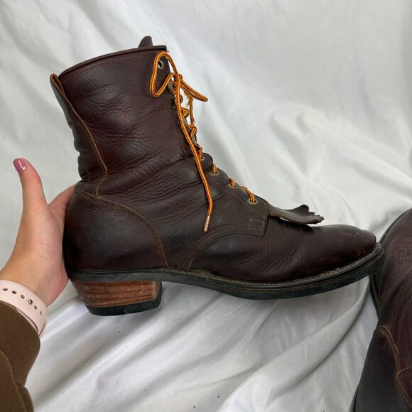 Vintage Durango Mens Full Leather Packer Boots Brown Red Size 11 EE WIDE Cowboy - Picture 6 of 12